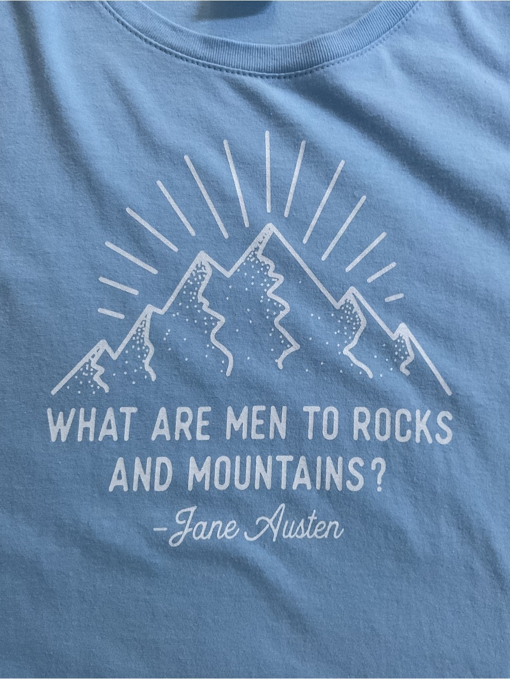 Jane Austen Quote Women’s Large Blue Graphic T-Shirt Mountains Port & Company - Picture 2 of 10